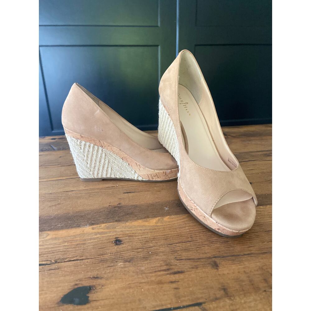 Cole Haan Leather Open Toe Espadrille Sz 7.5